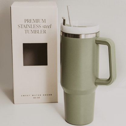 Sage Green 40 oz Travel Tumbler - Home Decor & Gifts - Flair Flower Bar & Studio