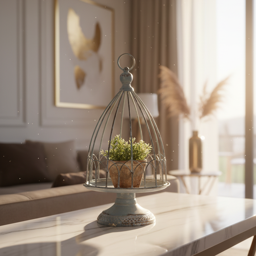Scallop Edge Cloche Pedestal Stand 