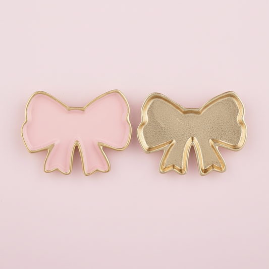 Bow Trinket Tray – Gold or Pink/Gold | Elegant Cast Iron Decorative Tray