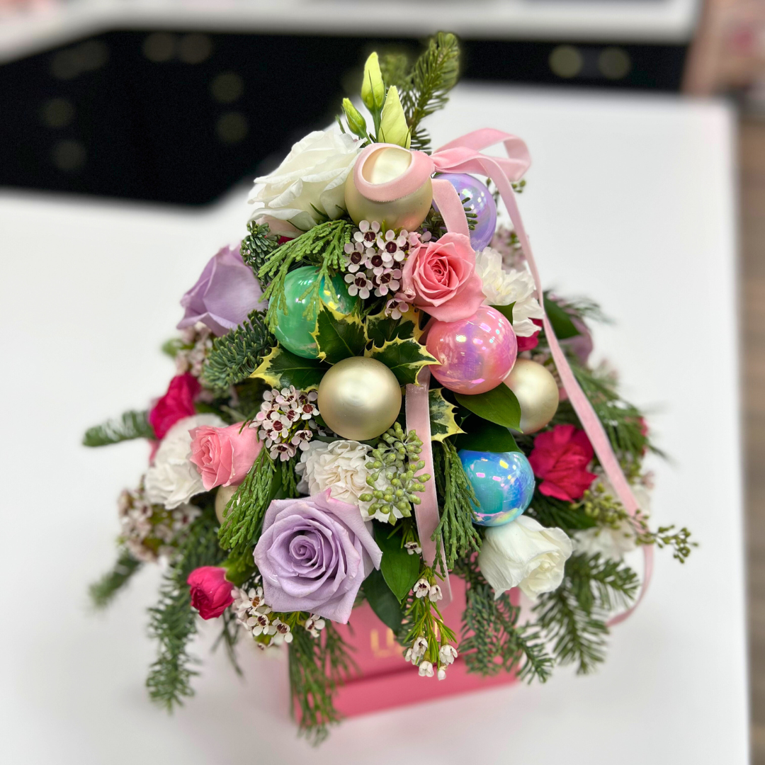 Signature Petite Christmas Tree Flower Box Arrangement - Flair Flower Bar & Studio