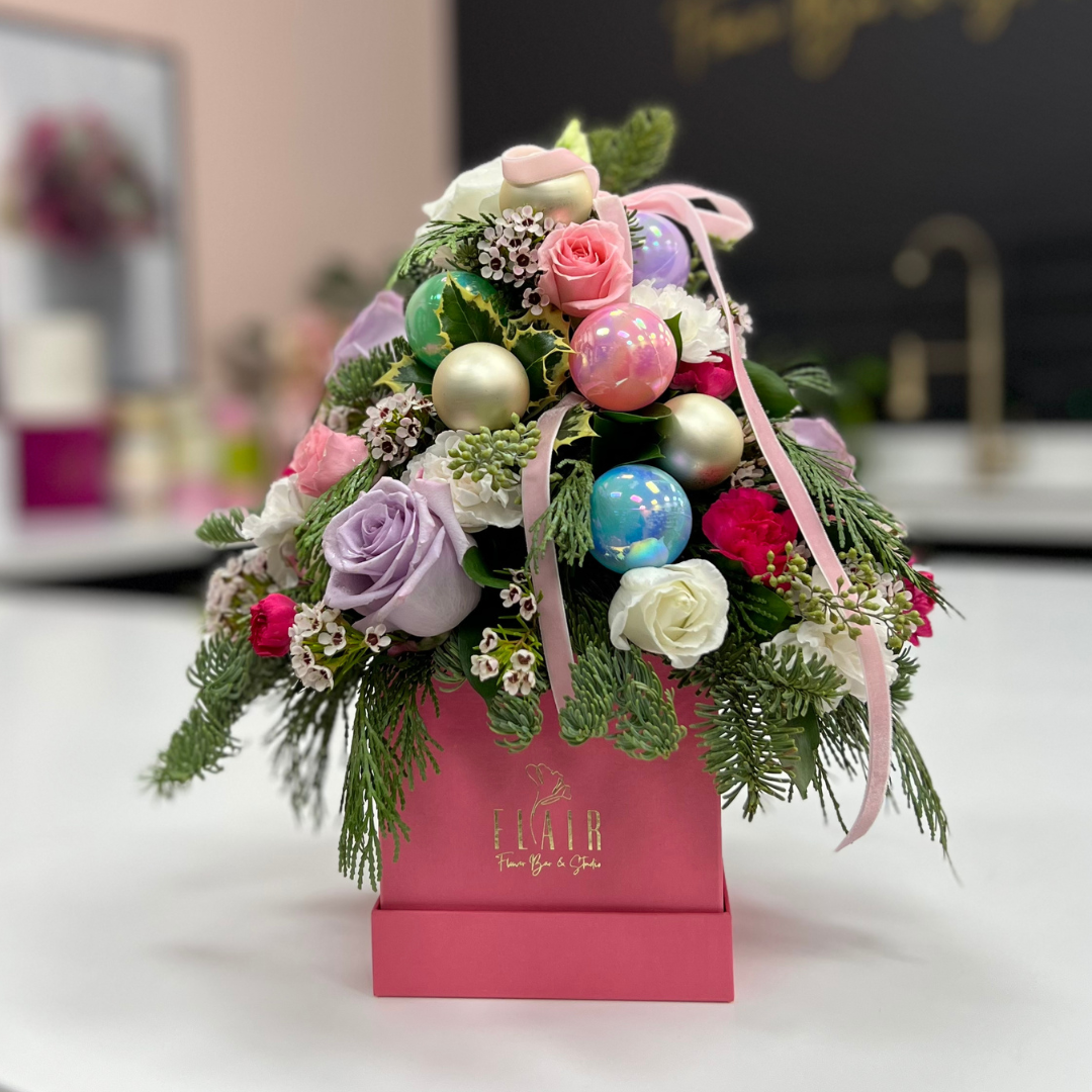 Signature Petite Christmas Tree Flower Box Arrangement - Flair Flower Bar & Studio
