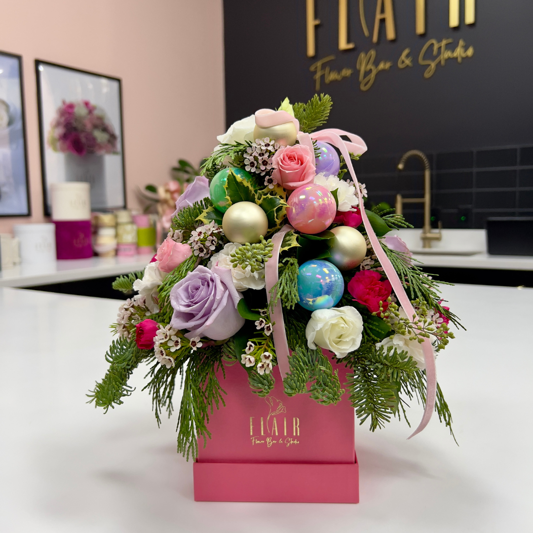 Signature Petite Christmas Tree Flower Box Arrangement - Flair Flower Bar & Studio