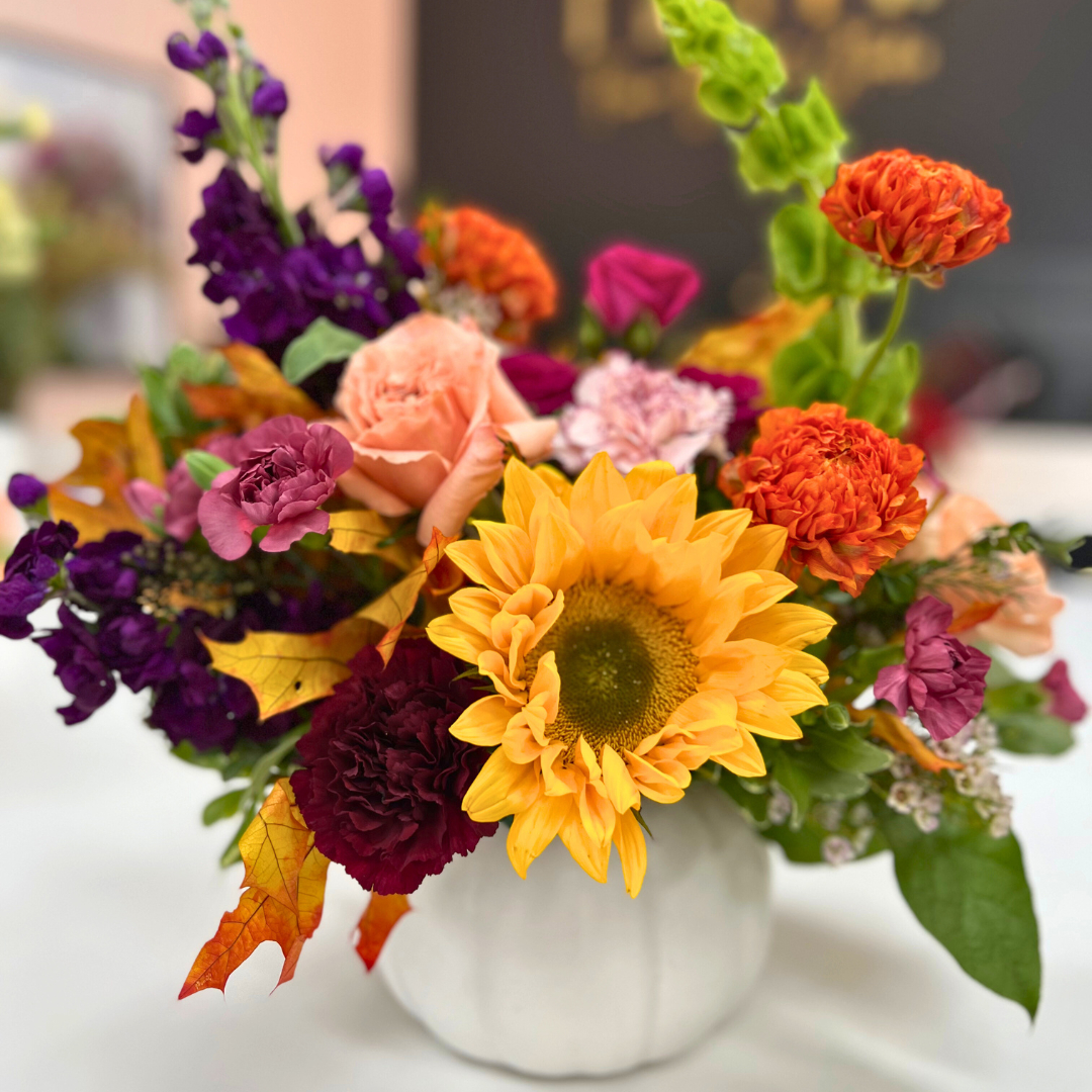 Thanksgiving Pumpkin Harvest Centerpiece Arrangement - Flair Flower Bar & Studio