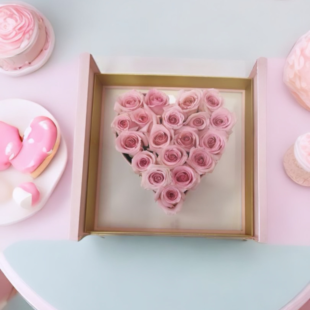 The Blooming Heart Box Rose Arrangement – Flair Flower Bar & Studio