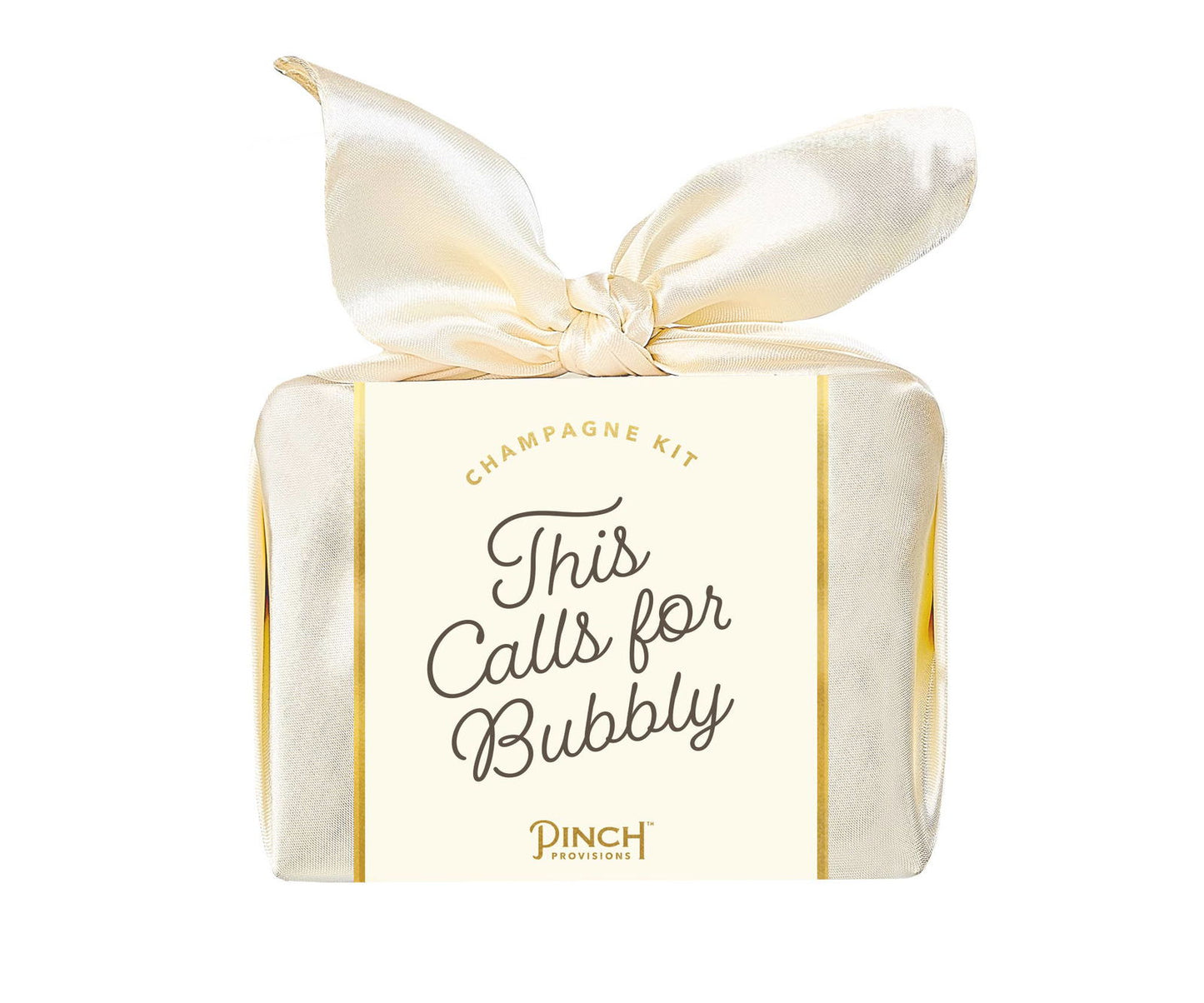 Gift box Congratulations 'This Calls for Bubbly' with a bow on a white background