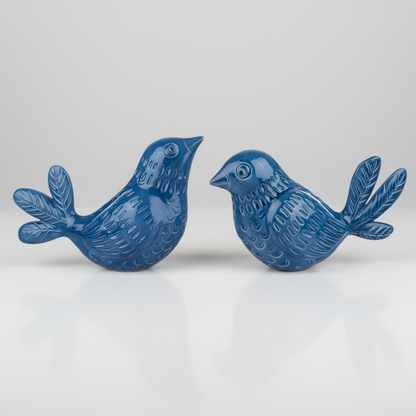 Blue Bird Figurines – Whimsical Resin Décor