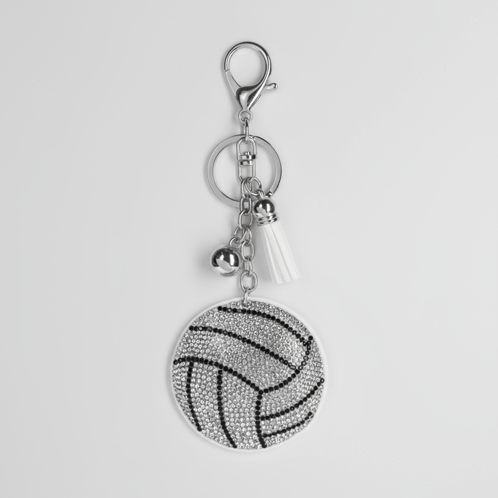 Sports Bling Key Ring Collection – Baseball, Football, Soccer, Volleyball & Basketball