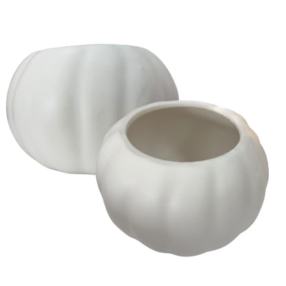 White Ceramic Pumpkin Planter - Flair Flower Bar & Studio