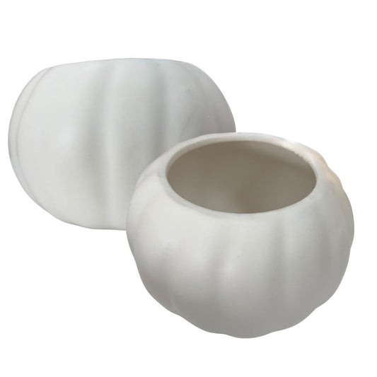 White Ceramic Pumpkin Planter - Flair Flower Bar & Studio