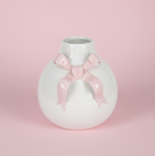 Pink Bow Ceramic Vase – Elegant & Feminine Home Décor Accent