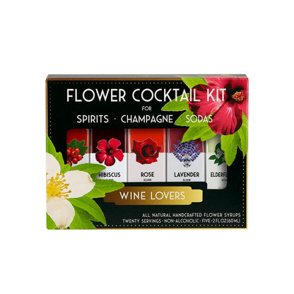 Wine Lovers Cocktail Kit. 5-Pack Flower Syrups. - Flair Flower Bar & Studio