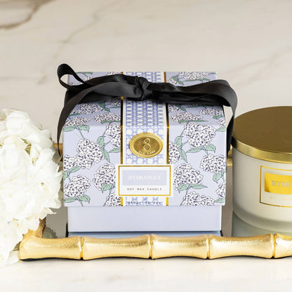 Blooming Hydrangea & Tea Leaves 3-Wick Soy Candle, Boxed