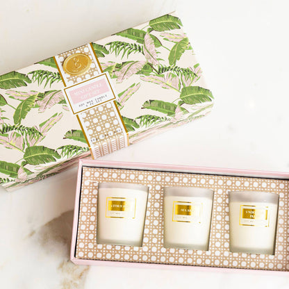 Banana Leaf 3-Piece Soy Votive Candle Gift Set