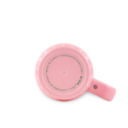 Pink bottom of tumbler with handle on a white background