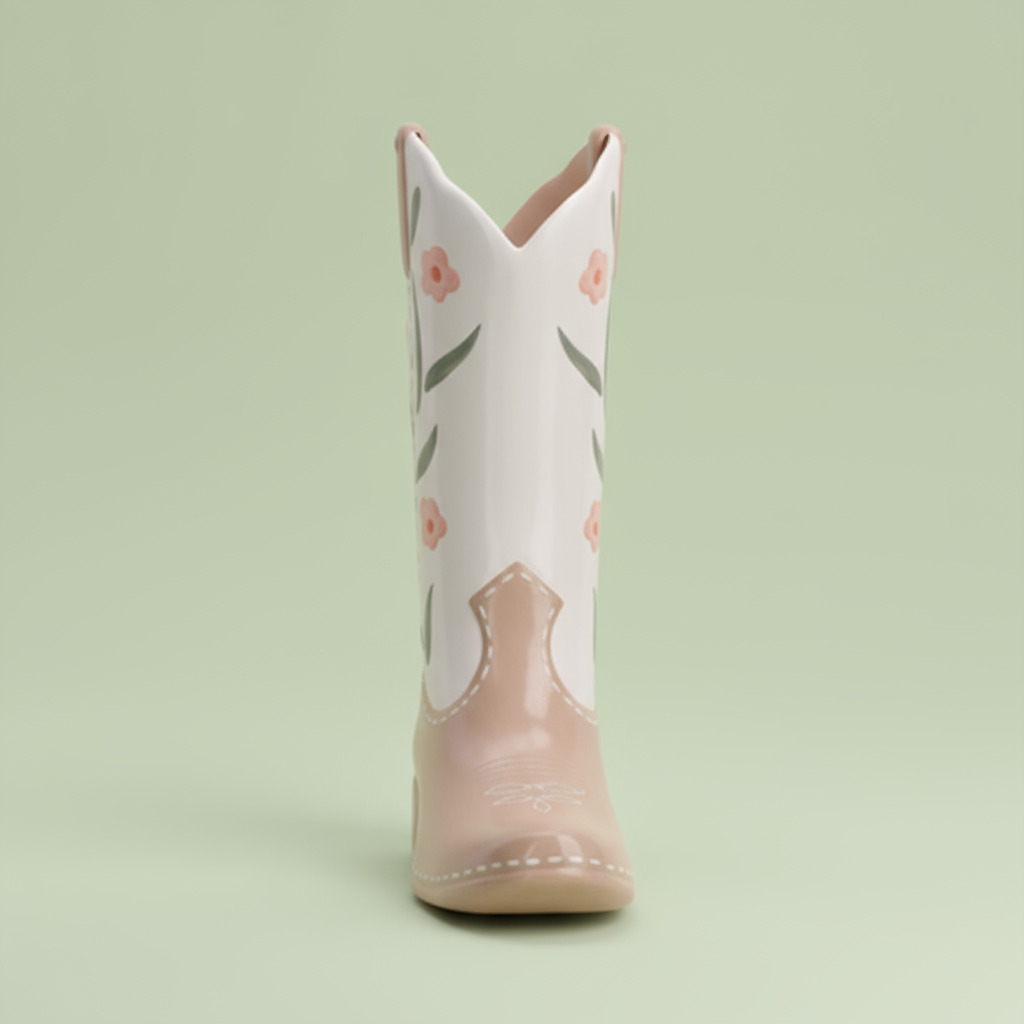 Floral Cowboy Boot Vase
