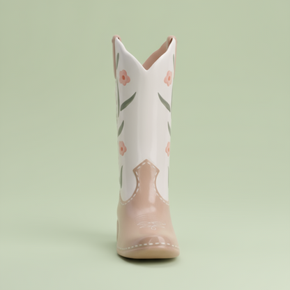 Floral Cowboy Boot Vase
