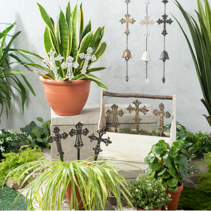 Cast Iron Cross Plant Stake – Decorative Garden Accent