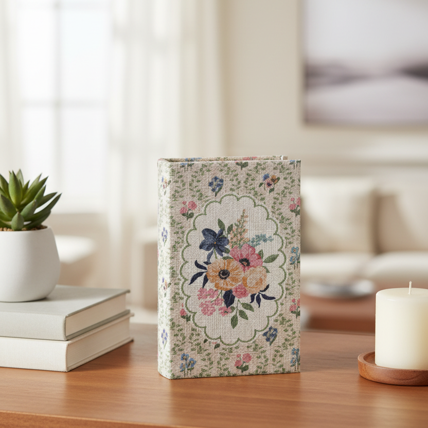 cottage core floral fabric storage decorative box small