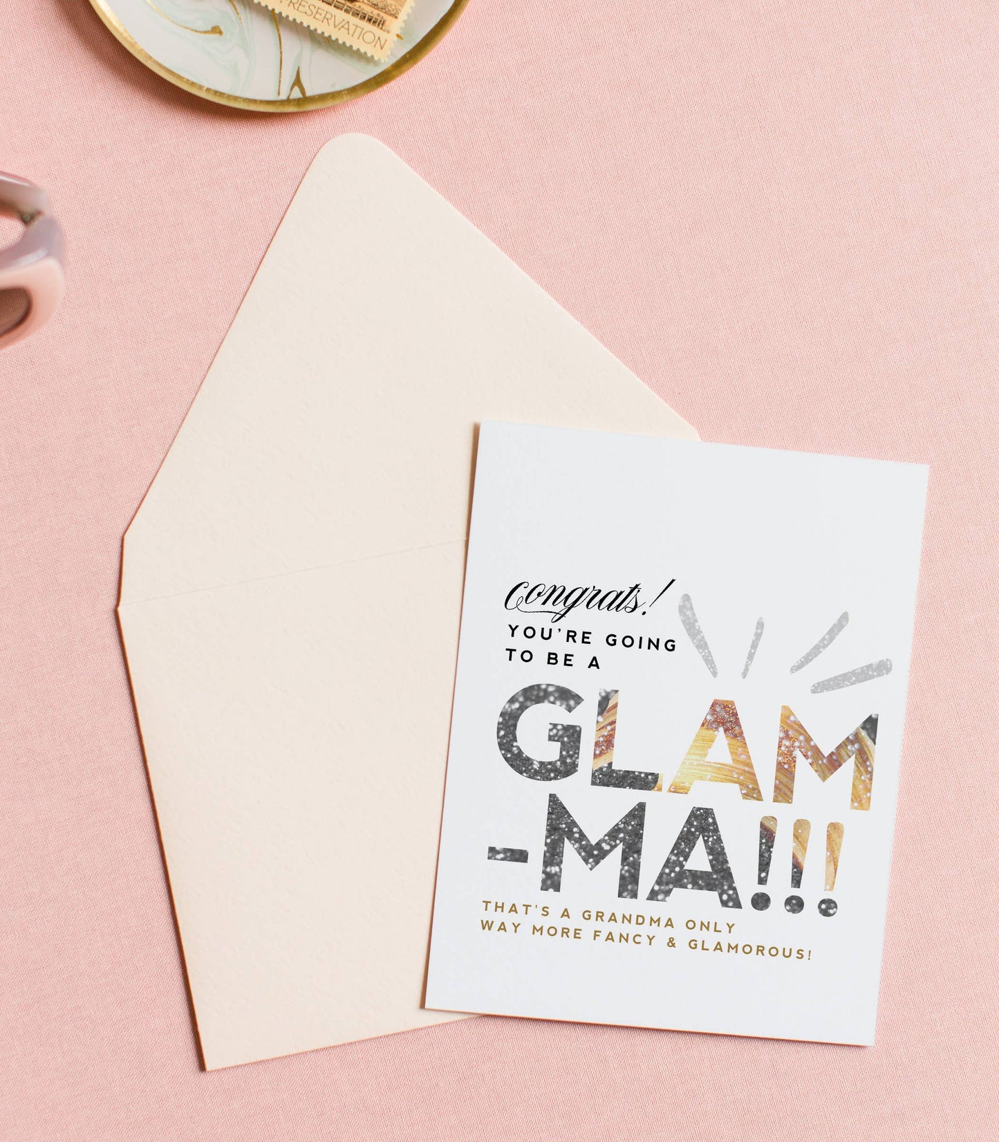 Grandma Glamma, New Baby Greeting Card and Celebration Card