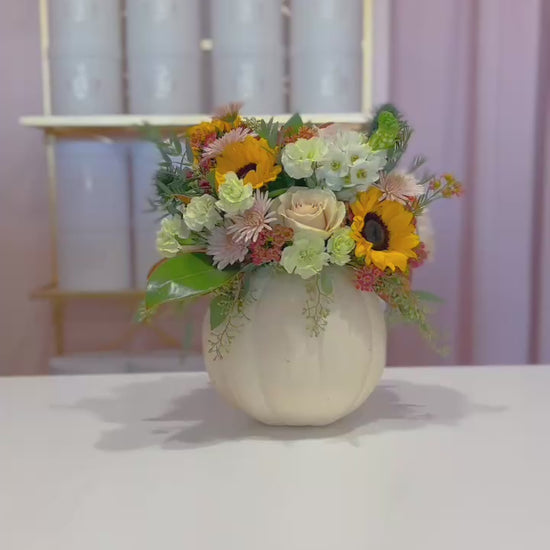 Blooming Pumpkin Harvest Fall Centerpiece Arrangement