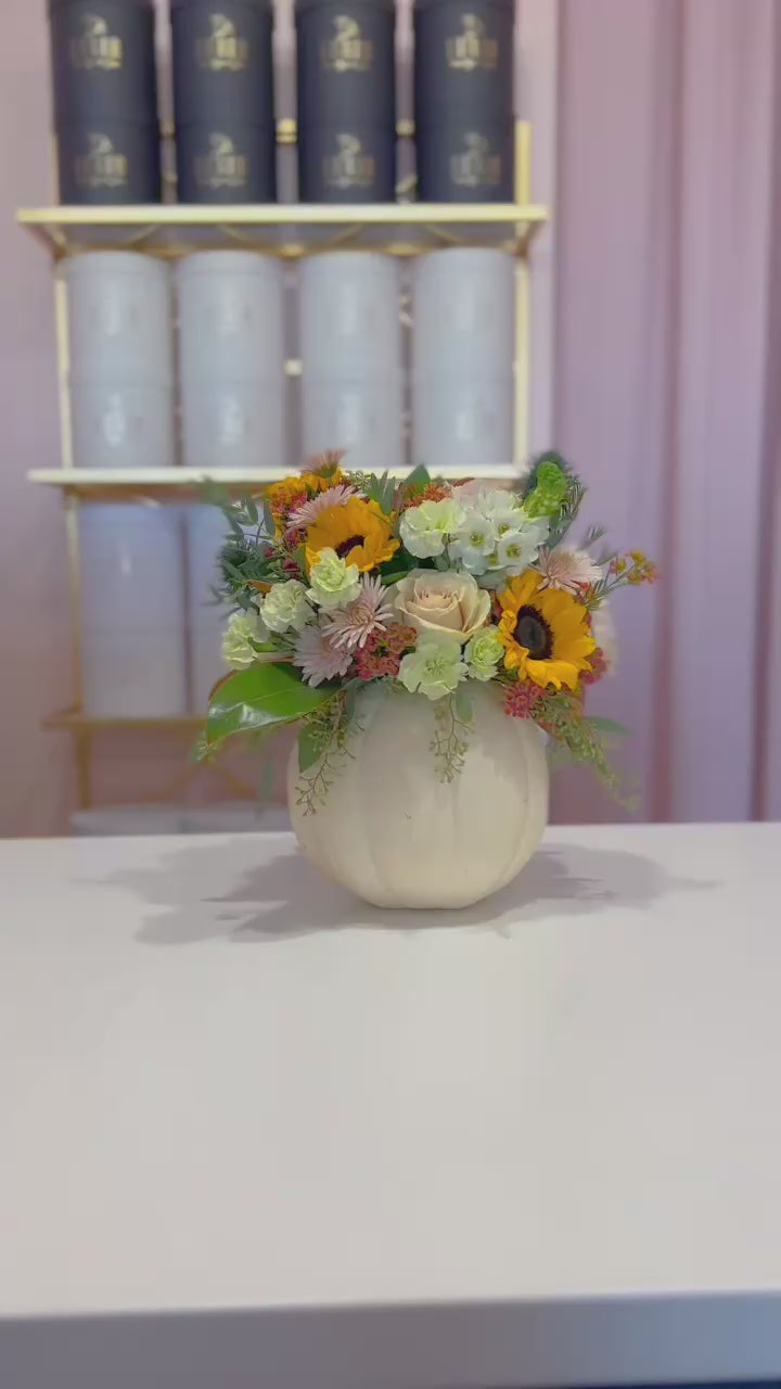 Blooming Pumpkin Harvest Fall Centerpiece Arrangement