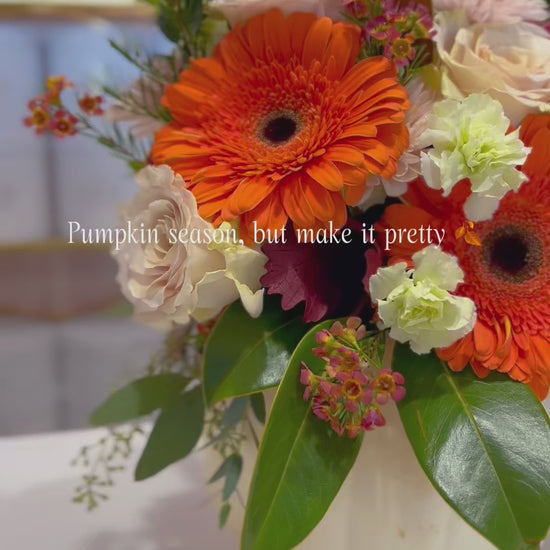 Blooming Real Pumpkin Centerpiece Flower Arrangement by Flair Flower Bar in Florence, Kentucky