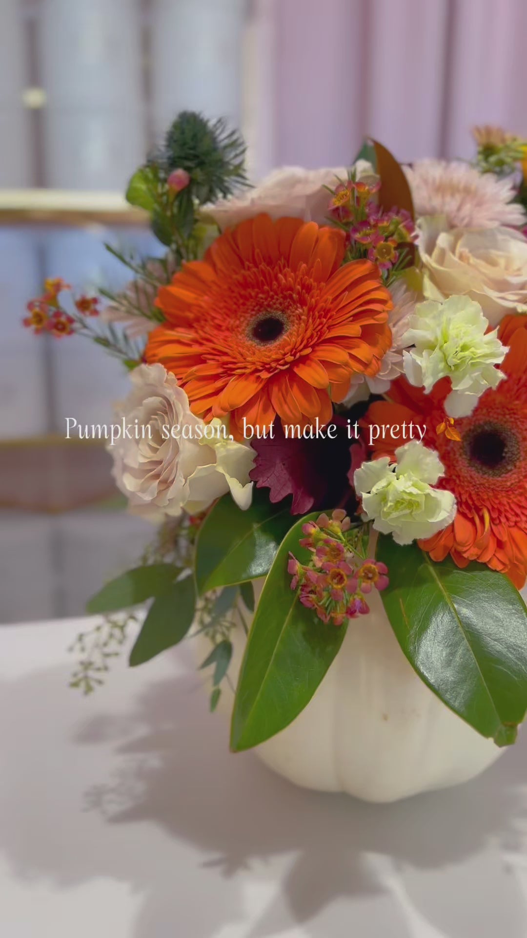 Blooming Real Pumpkin Centerpiece Flower Arrangement by Flair Flower Bar in Florence, Kentucky