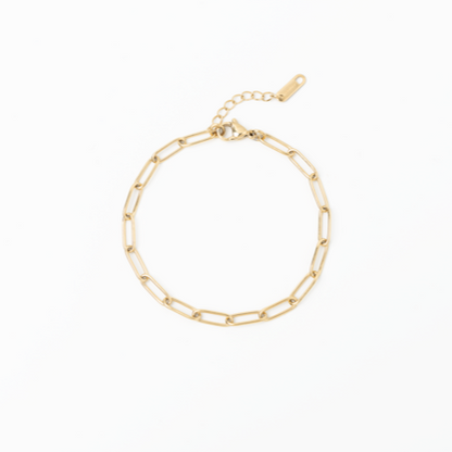 Gold chain bracelet on a white background