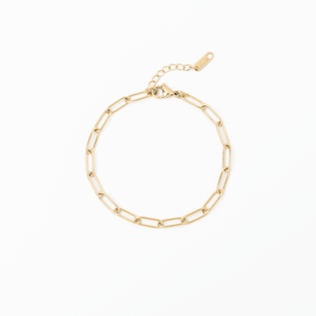 Gold chain bracelet on a white background
