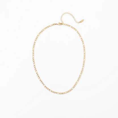 Figaro Gold chain necklace on a white background